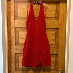 Sugarlips Red Suede-Look Mini Dress